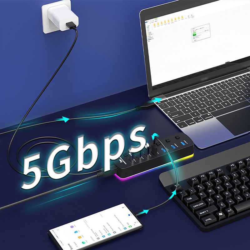5Gbps High Speed Transfer 7 Po - Usb Hub Gaming review and price