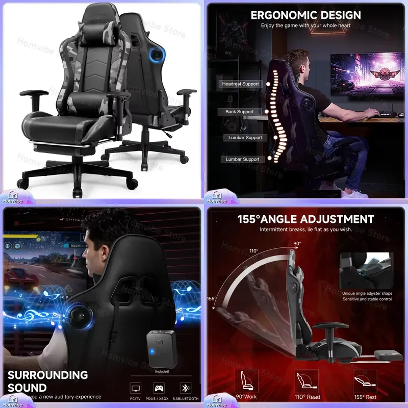 Ergonomic Gaming Chair with Bl - Gaming Speaker review and price