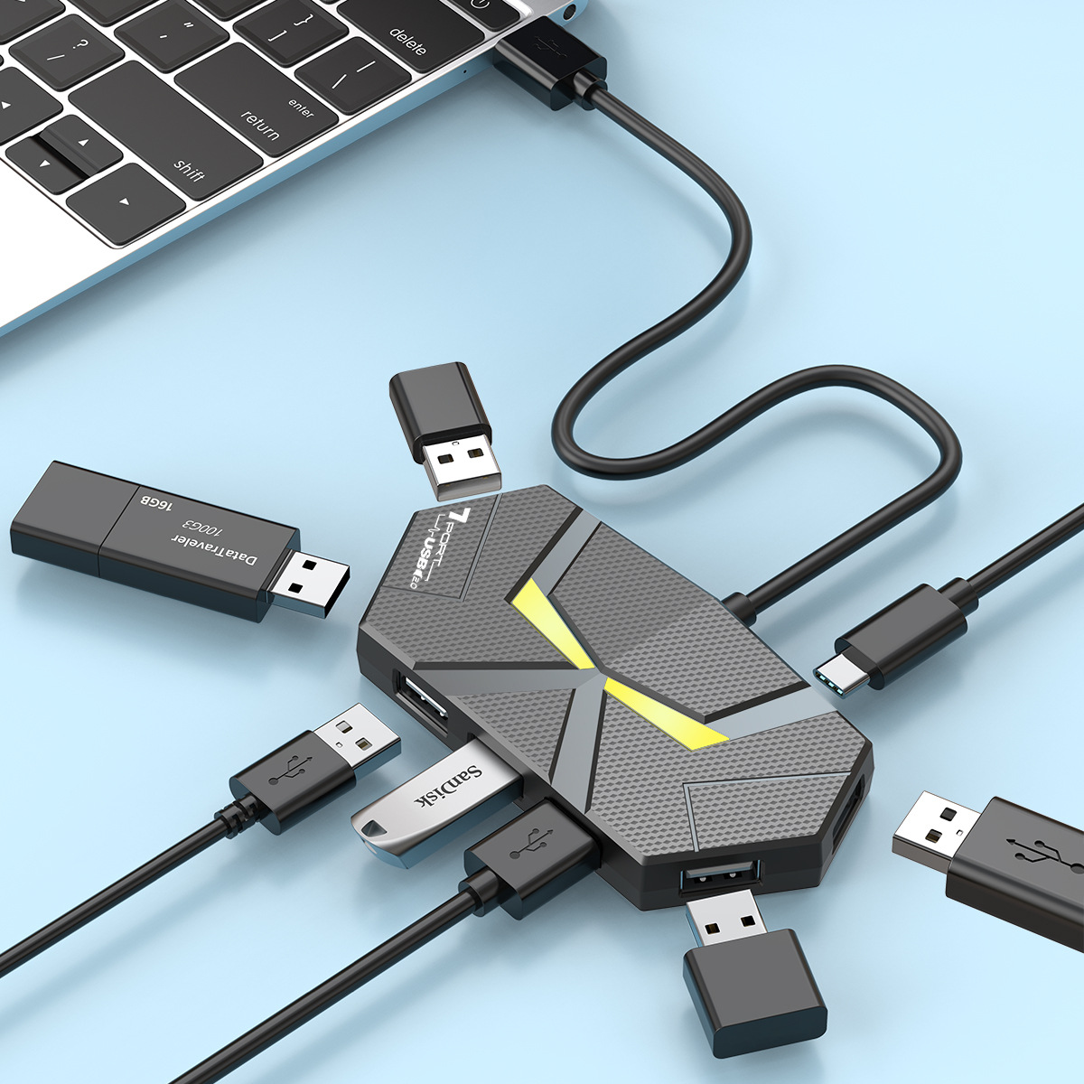 0.6CM/1.2M HUB 7-port Compatib - Usb Hub Gaming review and price